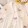 2025 Teddy Bear Velvet Pajama Set for Women - Long Sleeve Homewear, Spring/Autumn Style