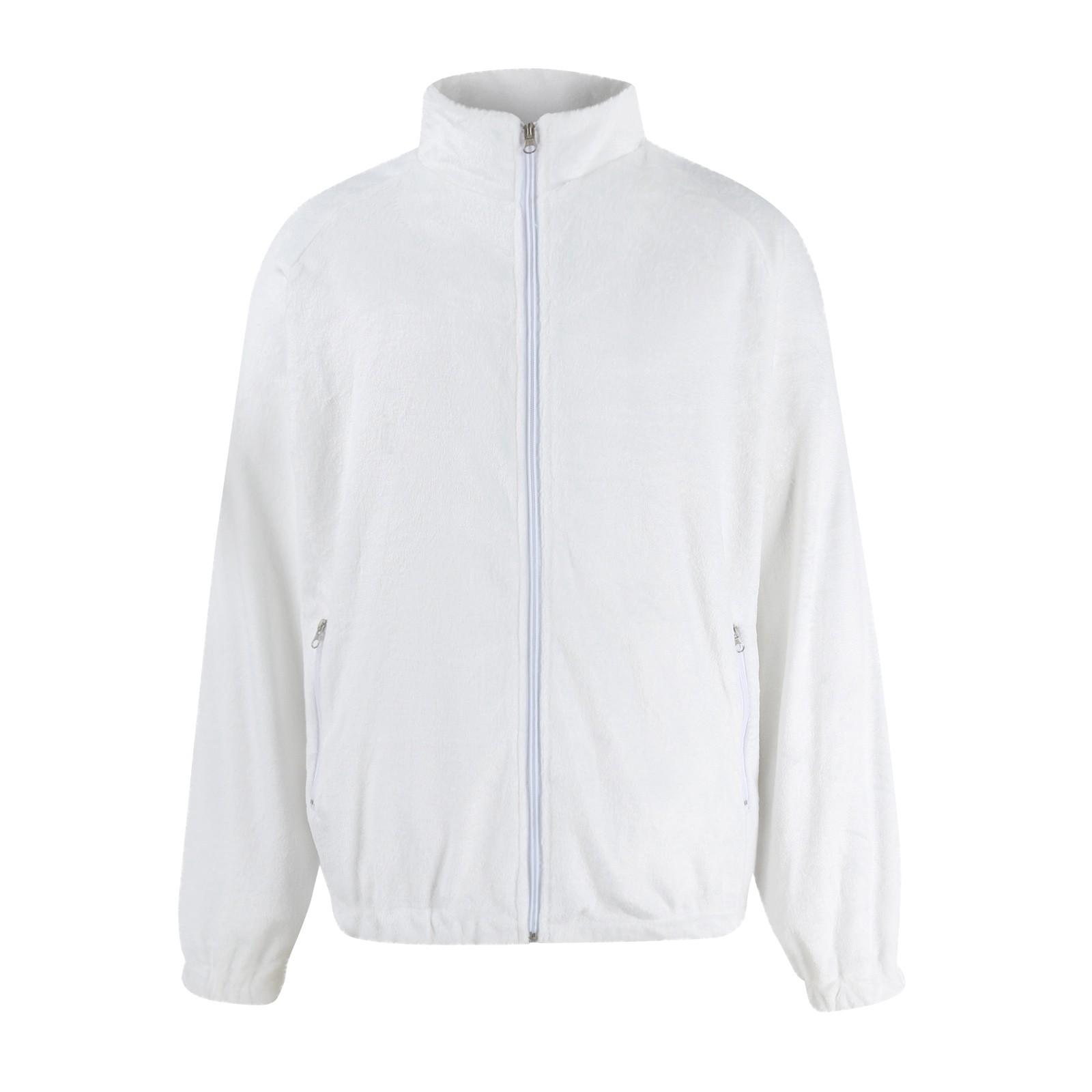 

Унисекс Зимняя повседневная модная однотонная фланелевая куртка с рукавом реглан и карманом на молнии XXXXXXL белый