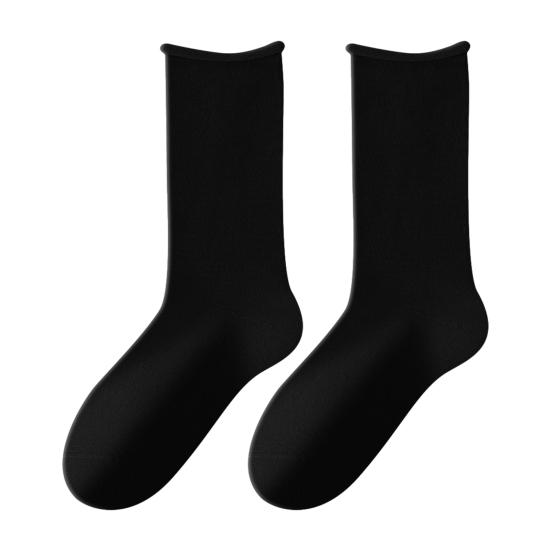 Casual Korean Style Hosiery Women Mid-Length Crew Socks, Loose Cuff Mittens, Comfortable Breathable Athletic Socks Solid Color for Autumn Winter Daily