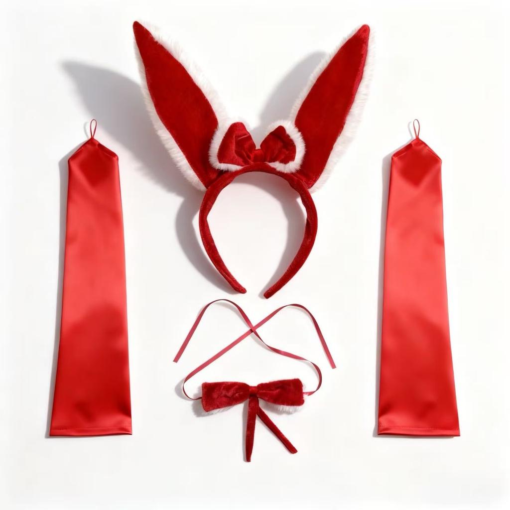 Christmas bunny girl cute red rabbit ear headband for women, autumn and winter headband, cartoon rabbit ear hair accessory