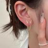Exquisite Sweet Hollowed-out Butterfly Tassel Chain Double-ear Piercing Stud Earrings for Women Korea Designer Jewelry Accessory
