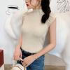 Summer Women's Sexy Solid Color Sleeveless Turtleneck Fashion Slim Knitted Vests
