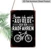 2D Flat 1pc Rustic Metal Wall Art Featuring Bicycle Design with An Inspiring German Cycling Quote - A Durable Aluminium Sign for Mountain Bike