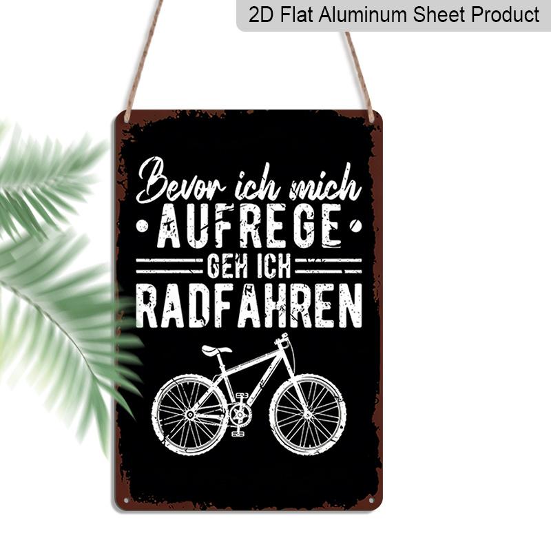 

2D Flat 1pc Rustic Metal Wall Art Featuring Bicycle Design with An Inspiring German Cycling Quote - A Durable Aluminium Sign for Mountain Bike 20*30cm