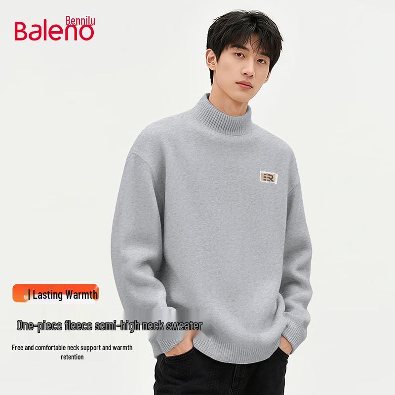 Baleno Men s Fleece-Lined Semi-High Collar Knit Sweater 3XL