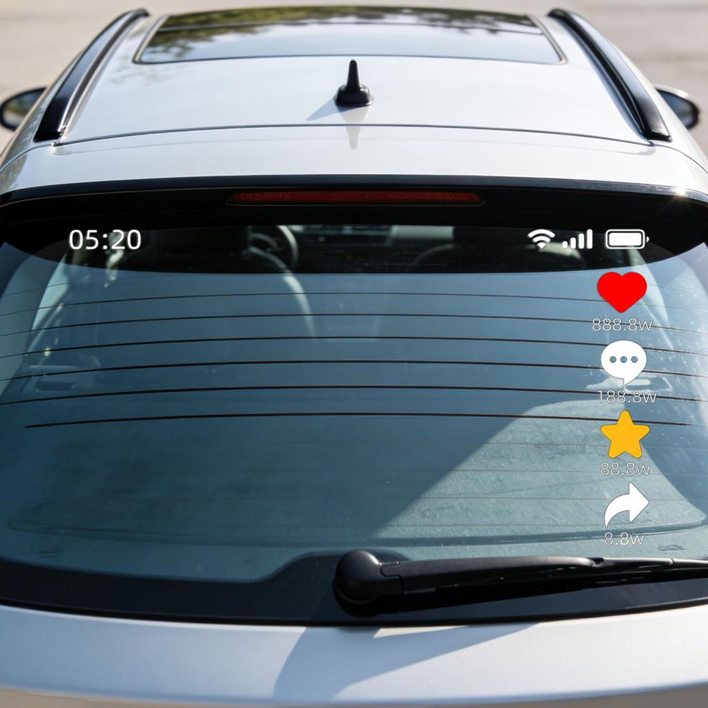 Car Phone Status Bar Stickers - Funny Social Media Like & Follow Decals For Rear Window/ Sunroof