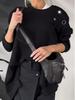 2025 Women's Loose Round Neck Long Sleeve Solid Color Slit Sweatshirt