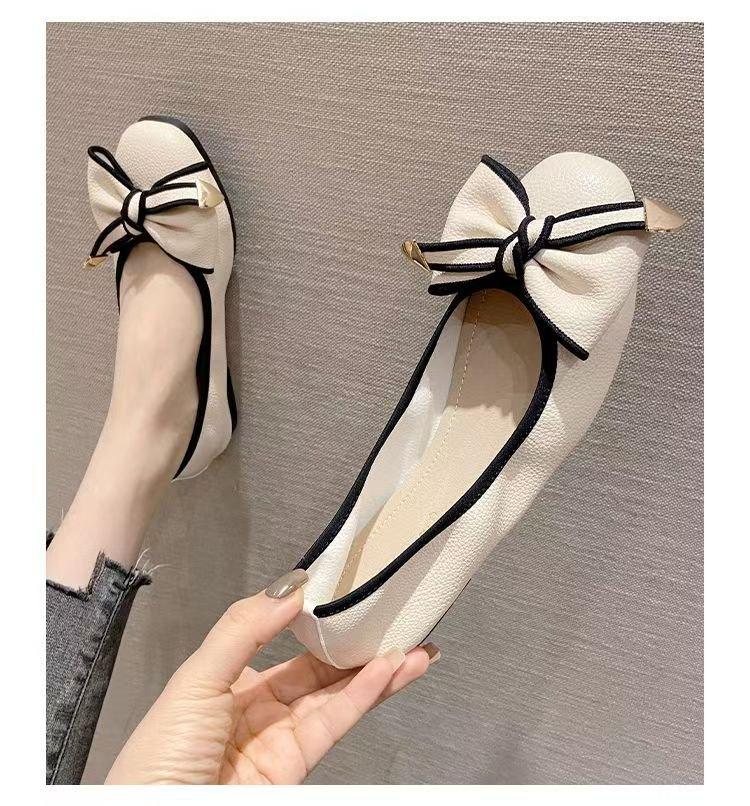 Soft Leather Soft Sole Doudou Single Shoes Women's 2025 New Shallow Mouth Comfortable Versatile Flat Shoes Casual Work Mother Shoes
