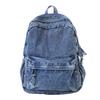 Zaino retrò in denim di grande capacità, borsa da scuola per studenti, zaino da donna