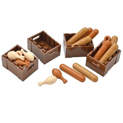 MOC Teile DIY Bausteine Lebensmittel Brot Fisch Obst Brathähnchen Spielzeug Stadt Zubehör Steine Kompatibel Klassische Teile