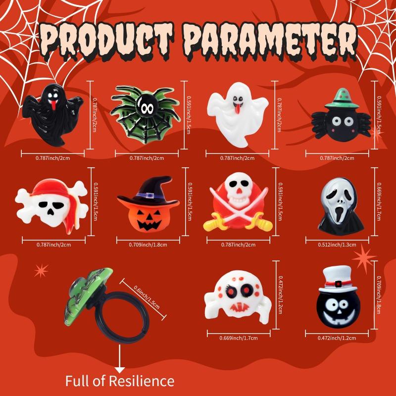 10pc Creative Halloween Themed Rings Halloween Party Decoration DIY Party Gifts Event Crazy Gatherings Assorted Spooky Props Set