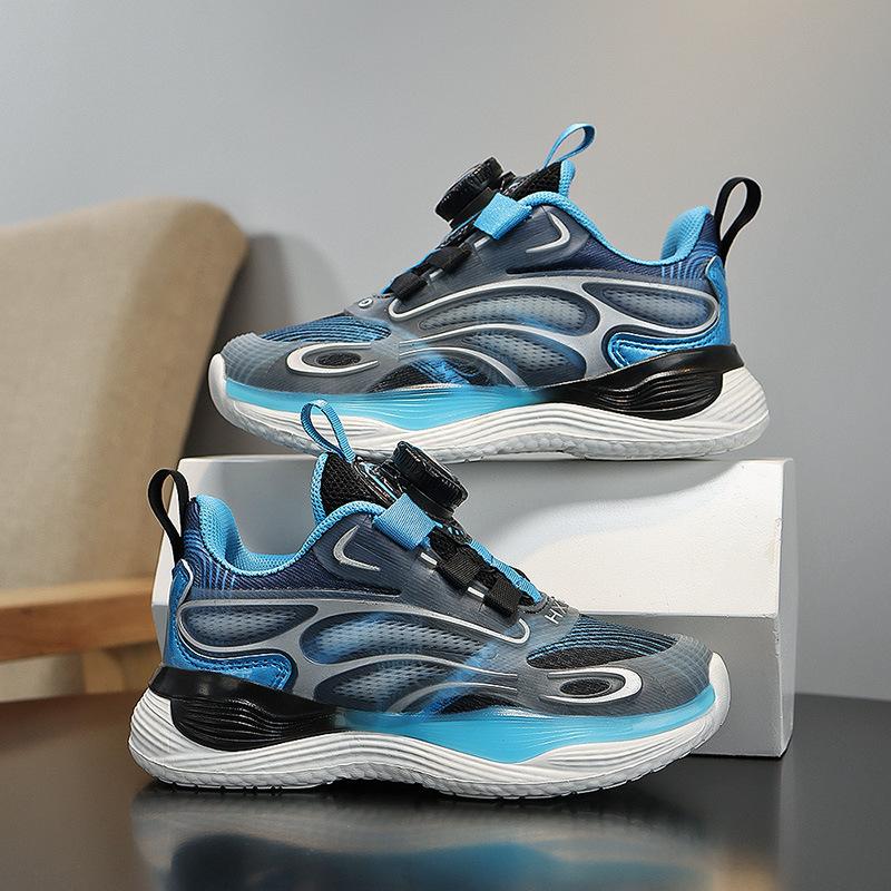 2025 summer new boys basketball shoes fashionable versatile mesh breathable rotating buckle youth sneakers
