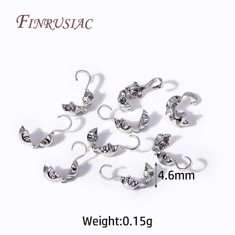 Brass End Crimps Beads Tips Covered Clasps Connector DIY Jewelry Findings Accessories 18K Gold Plated Star Double-Cup Bead Tip