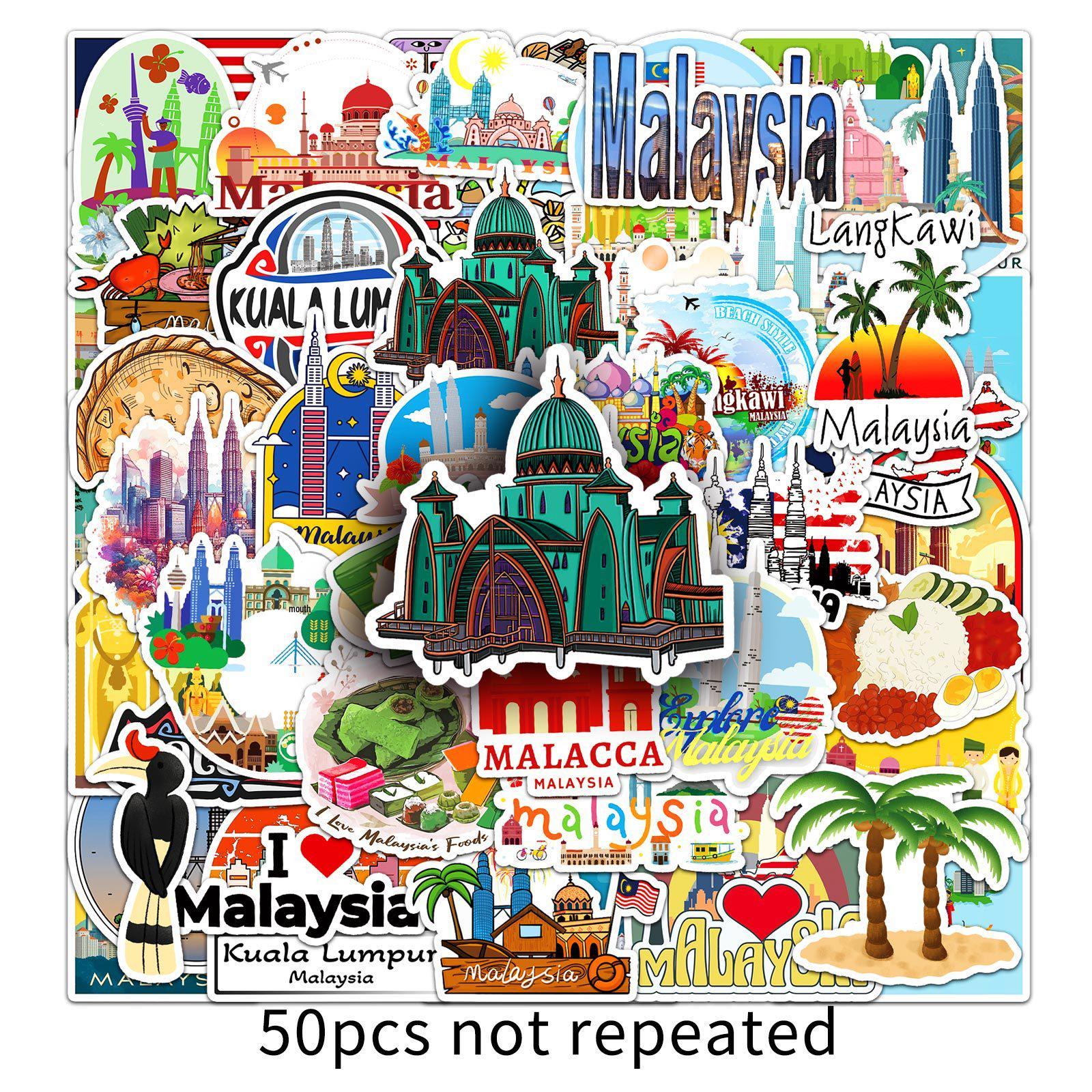 50 Malaysia Graffiti Stickers for Outdoor Travel & Suitcase Decoration