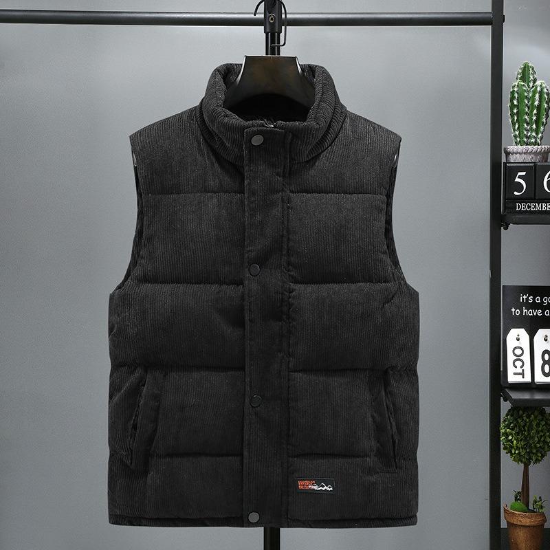 

Corduroy vest men s autumn and winter new student loose vest vest vest short thickened cotton top vest M чорний