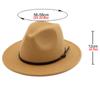 (Joy choose)Unisex Fashion Wide Wool Belt Flat Top Fedora Hat Party Church Hats Cap