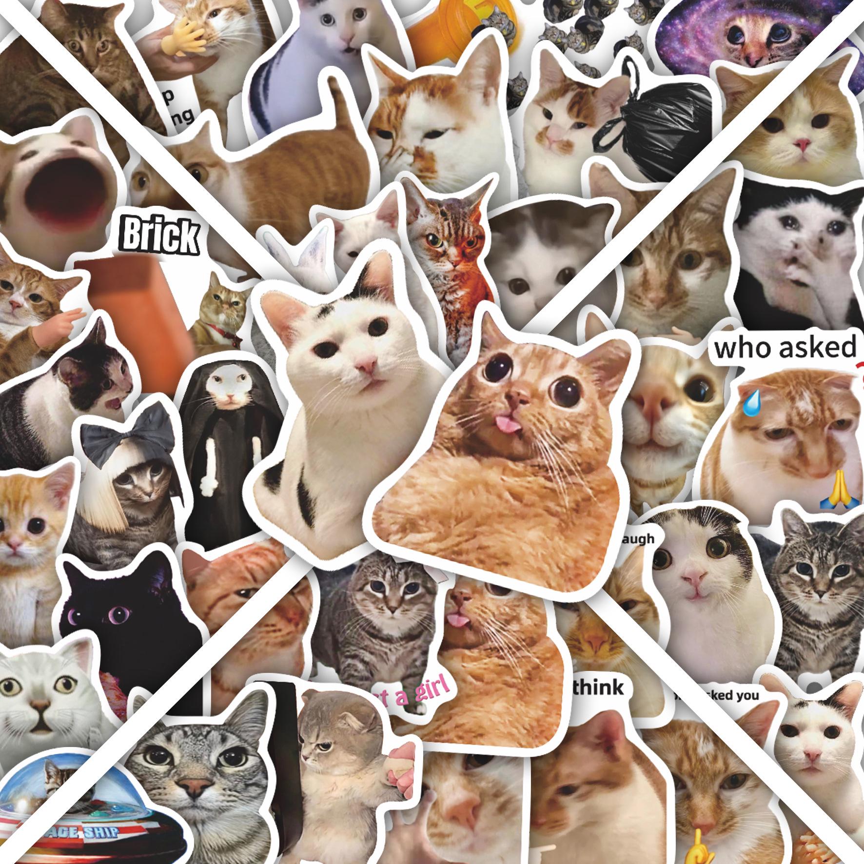 50-Piece Cute Cat Cartoon Stickers for Notebooks, Luggage, and DIY Crafts