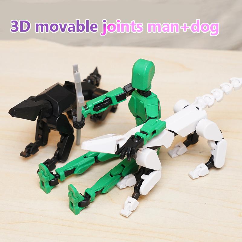 3D Multi-Jointed Movable Shapeshift Robot Joint Dog Creative Printed Mannequin Dummy Action Model Doll Toys for Children's Gifts