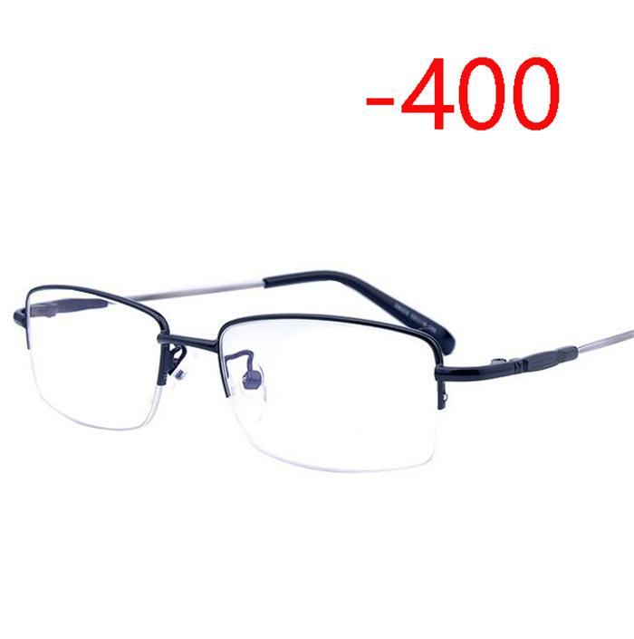 

Half Frame Style Square Myopia Eyeglasses With Degree Ultralight Metal Business Men Nearsighted Spectacle Diopter -100 -150 -200 To -600 W57166WW-