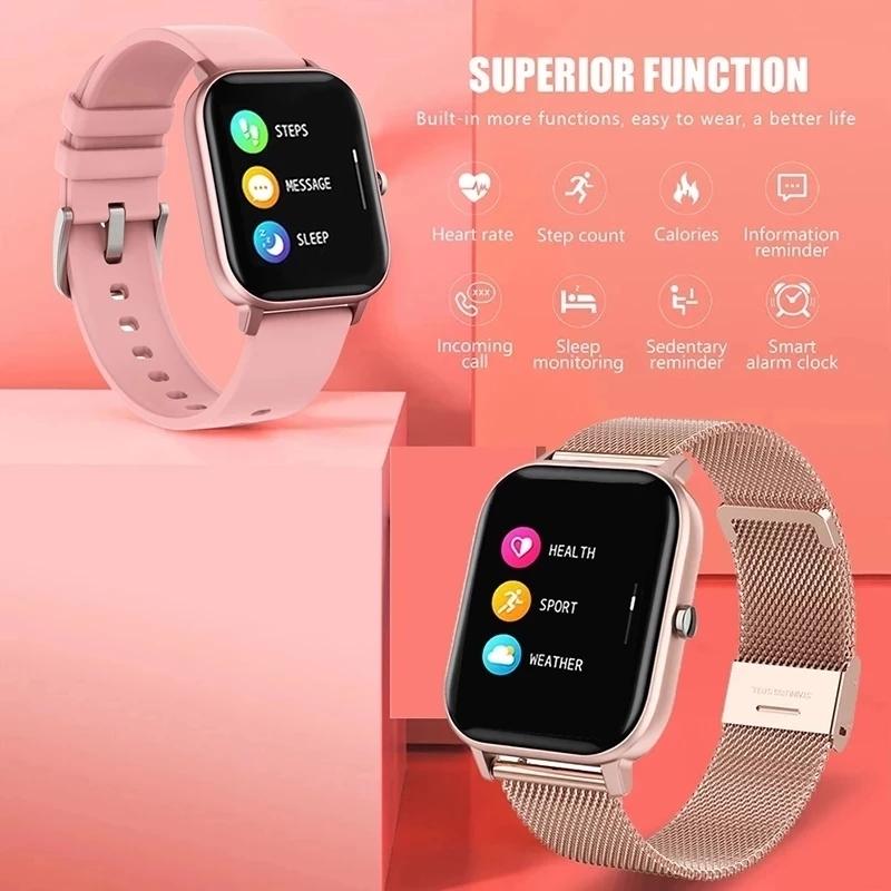 Montre connectée pour hommes et femmes, bracelet entièrement tactile, moniteur d'activité physique, réponse aux appels, Bluetooth, nouvelle collection 2024