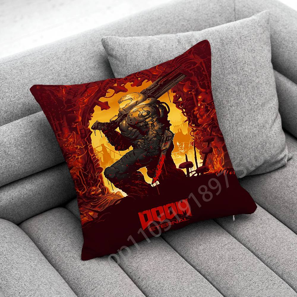 Game D-Doom Slayer Throw Pillow Case For 55x55cm 40x40cm 45x45cm 50x50cm 30x30cm Square Office Pillowship Cover