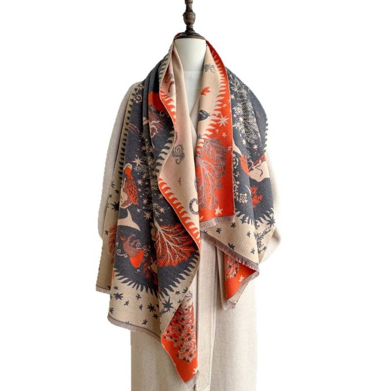 Autumn and winter travel photo outside with high-end shawl women's blanket scarf dual-purpose office blanket imitation cashmere scarf