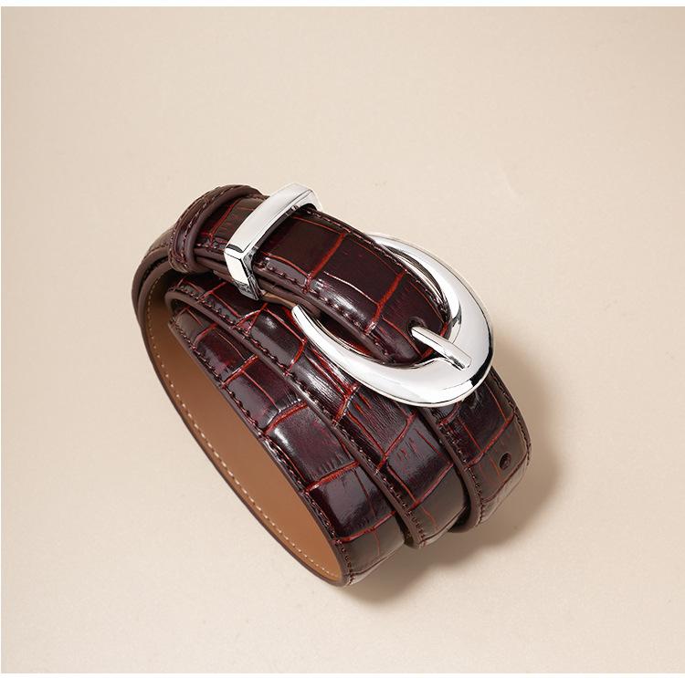 Women's Belt, Women's Genuine Leather Thin Belt, Korean Style, Fashionable and Versatile Casual Decorative Small Belt Ins Belt