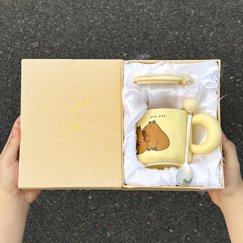 

Kapibala Ceramic Mug with Lid To Give Birthday Gift for Girls Best Friend Practical Cup Souvenir Gift Box 401-500ml