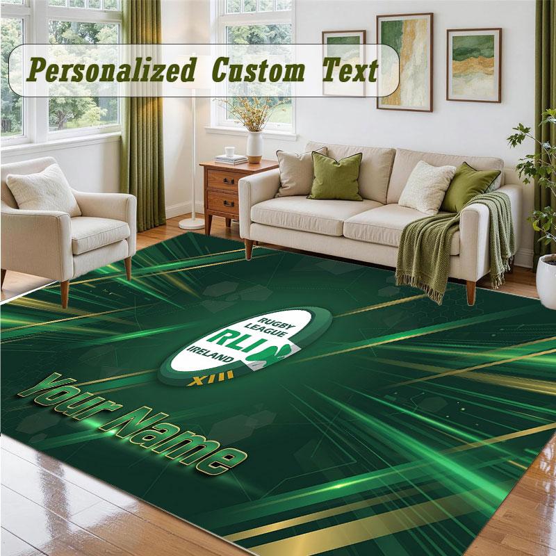 Crystal Velvet Square Rug Custom NameIreland Rugby Pattern Non Slip Home Floor Decor Rug