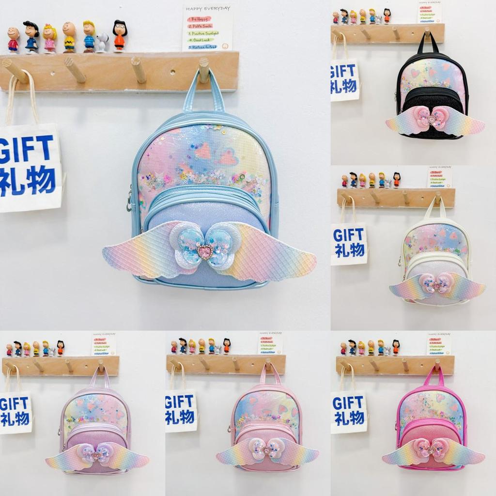 Childrens Cute Bowknot Wings Princess Backpack With Pu Material For Kindergarten Girls