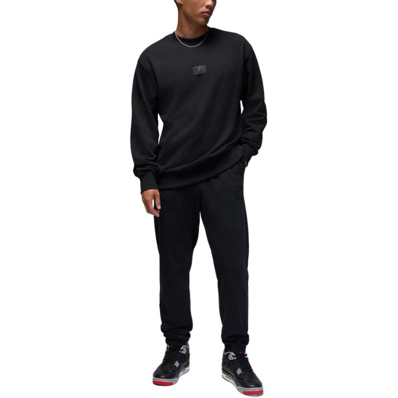 Jordan Hanorac casual cu gât rotund și mâneci lungi Flight Fleece pentru bărbați, negru FV7259-010
