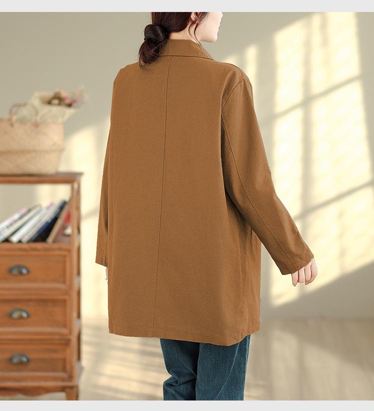 Women's Mid-Length Trench Coat - 2025 Autumn/Winter Korean Style, Casual & Versatile Literary Design