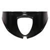 Womens Lingerie Crotchless Thongs Underwear Wet Look Patent Leather Low Waist Sexy Open Butt Briefs Panties Cutout Underpants