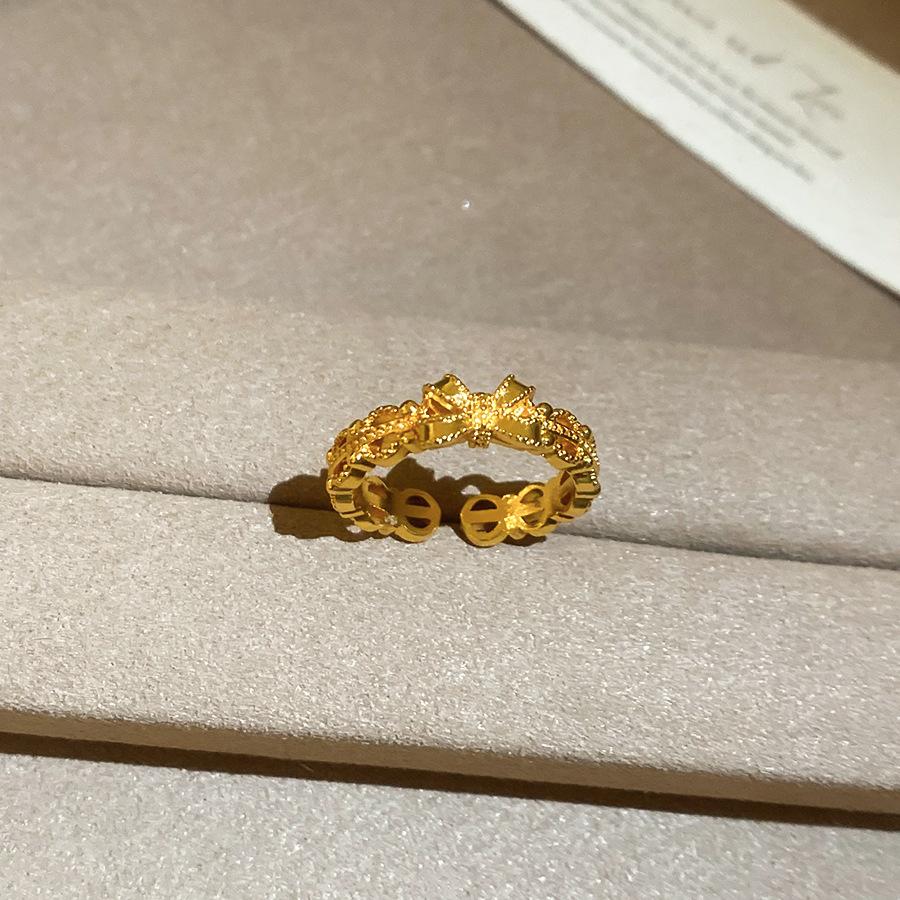 24K Zircon Flower Opening Ring French Vintage Index Finger Ring