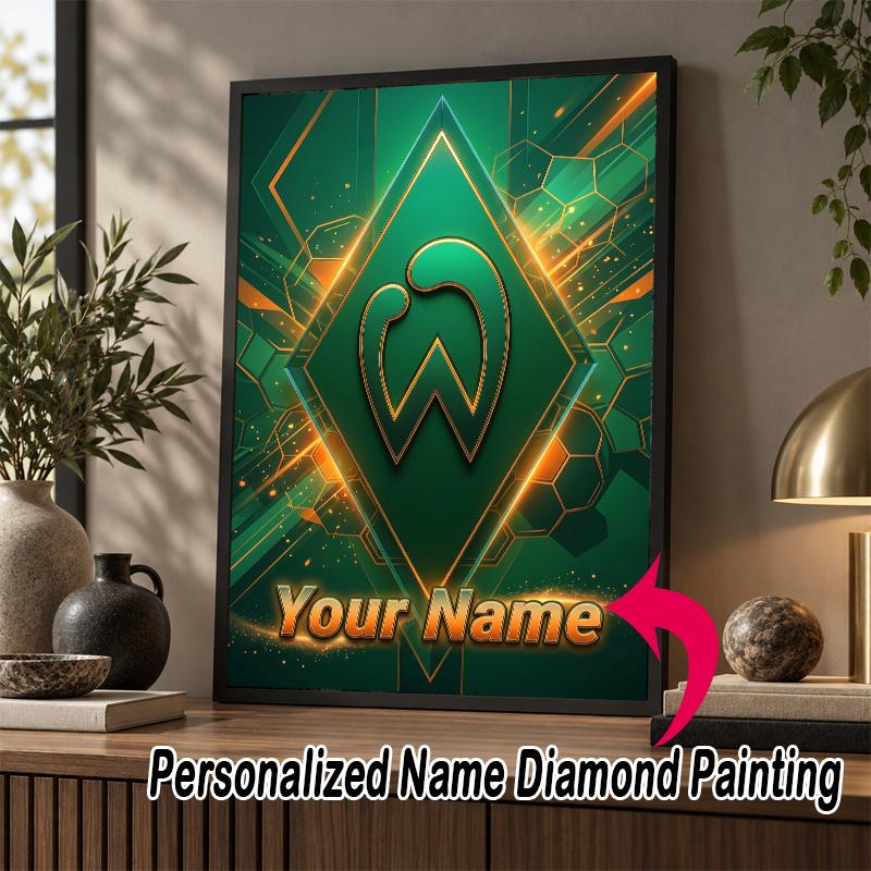Custom Name Werder Bremen FC 5D Diamond Painting Personalized Full Drill Diamond Art Kit Gift