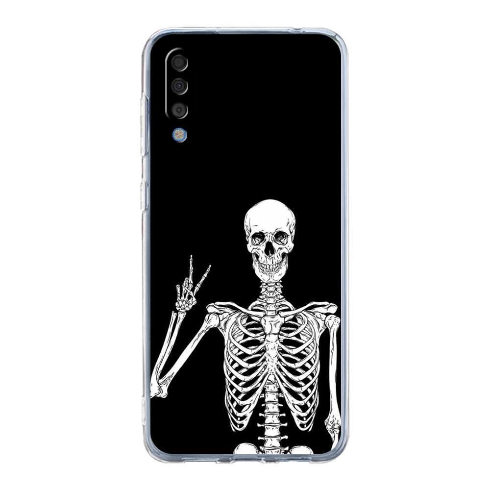 Phone Case For Samsung A14 5G A12 A22 A32 A34 A42 A52 A54 A50 A70 A72 A40 A20E A10S A20S A02S A04S Clear Cover Funny Skeleton