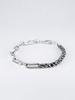 Harang Hr 365B_Half & Half Silver Color Mix Chain Bracelet