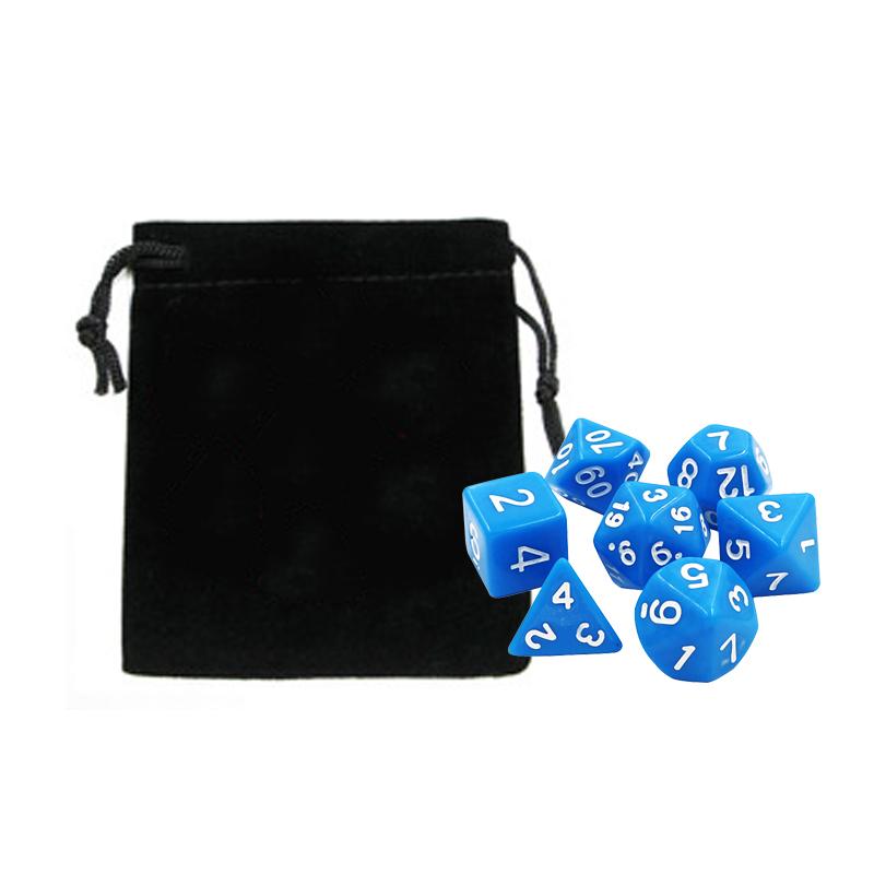 7pc/lot DND Dice Set with Velvet Dice Bag D4,D6,D8,D10,D10%,D12,D20 Colorful Accessories for Board Game,DnD, RPG GYH
