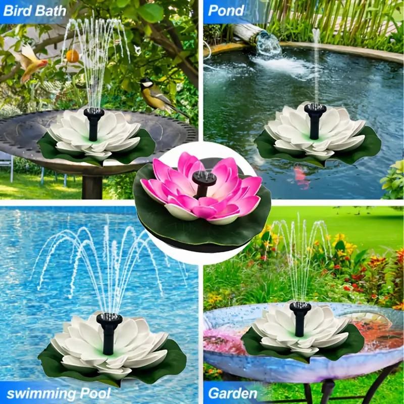 Pompa fontannowa solarna Lotos z wieloma dyszami Trwały Bezbateryjny Regulowana wysokość Żywy wystrój ogrodu i poidełka dla ptaków