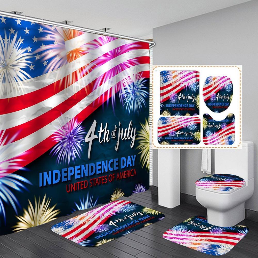 Waterproof and mildew-proof shower curtain for bathroom, dry and wet separation, shading and warm shower curtain four-piece set