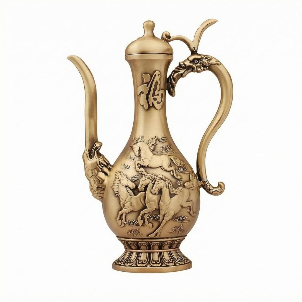 Lidded Brass Spirit Pot ChineseStyle Ornate Vintage for Home Display