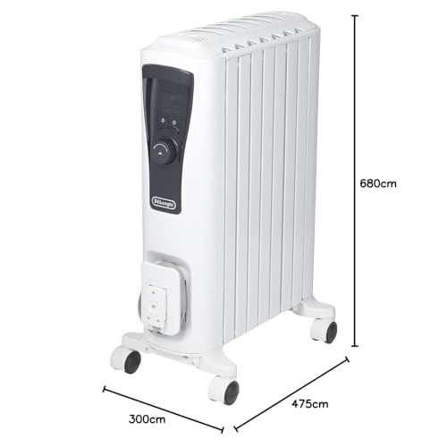 De'Longhi (DeLonghi) Oil Heater Unicard RHJ65L0712 Electric Heater Zero Wind Heating Energy Saving Hard to Dry Surface Temperature Approx. 60 Eco Mode