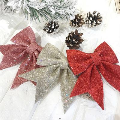 5PC Christmas Bows Hanging Decorations Gold Silver Bowknot for Christmas Tree Glitter Ornaments Pendant Xmas Gift Party Decor