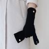 Raccoon velvet wool high-quality long winter thermal gloves, female dew two fingers can touch the screen soft and versatile
