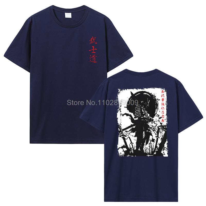 New Japan Samurai Spirit T Shirts Japanese Style Back Print Men Cotton Tshirt Anime T-shirt Bushido Male Gifts Tees Streetwear
