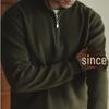 Men's Winter Long Sleeve V-Neck Zipper Polo Sweater 2024