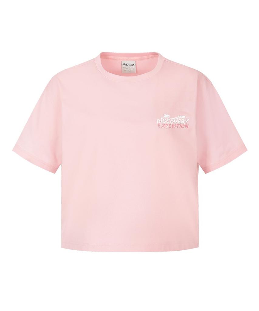 DISCOVERY EXPEDITION Women'S Essential Short Sleeve Crop Cover-Up (L/Pink)