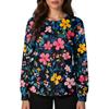 Women's Long Sleeve Button Front Floral Print Medical Scrub Top Lightweight Comfortable Fit Nursing Uniform Shirt