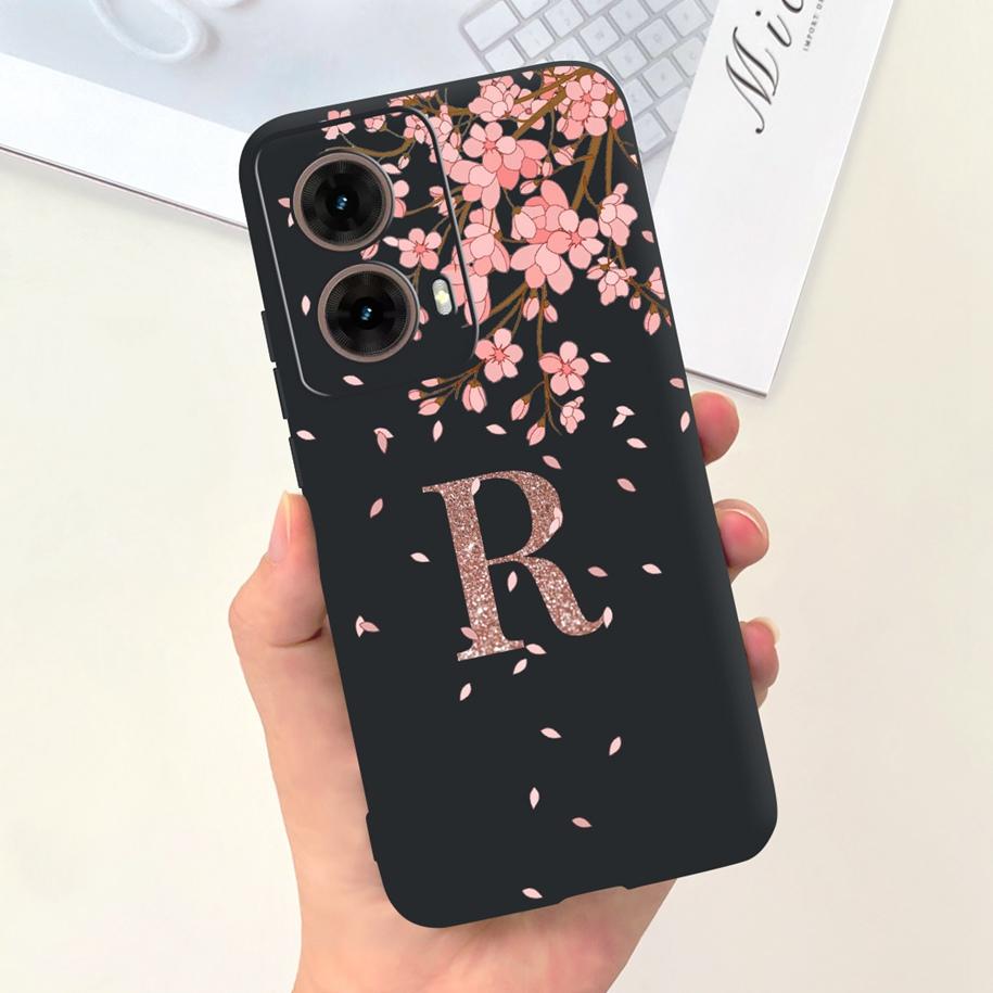 For Motorola Moto G85 Case 2024 New Luxury Initial Letters Soft Silicone Protective Cover For Moto G85 5G G 85 Shockproof Bumper