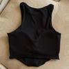 Canottiera imbottita da donna con reggiseno integrato, doppia fodera, collo alto, canottiera da stratificare, magliette basic, aderente, top estivo da uscire